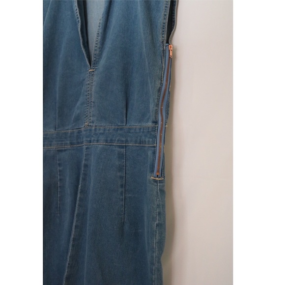 COTTON ON DENIM SPLIT DRESS W/PLUNGING NECKLINE 8 - Picture 7 of 7